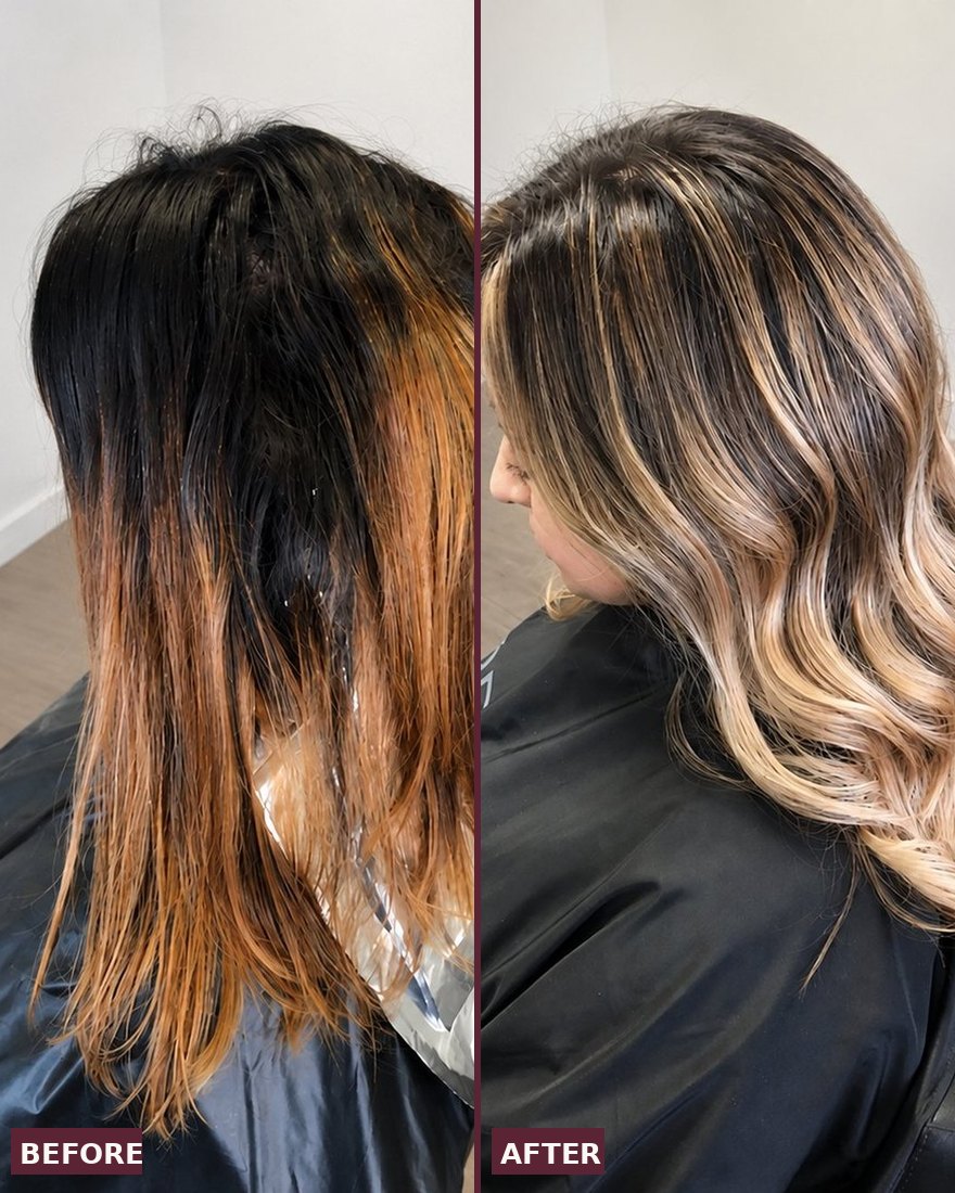 Color correction before and after: banded box color on the left, corrected on the right