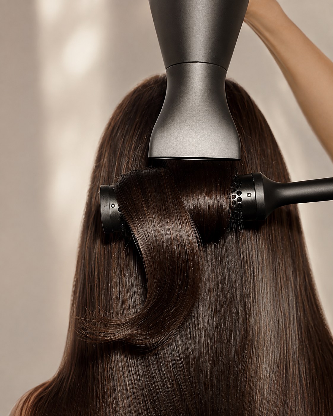 Finishing a blow-dry at Touchée Organic Salon, Juno Beach