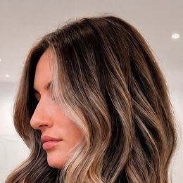 Hand-painted balayage, brunette root into blonde lengths