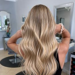 Long blonde waved with an iron