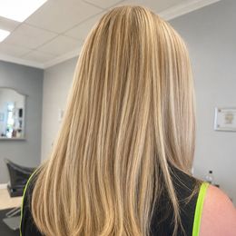 Warm buttercream blonde, the result a transformation is booked for