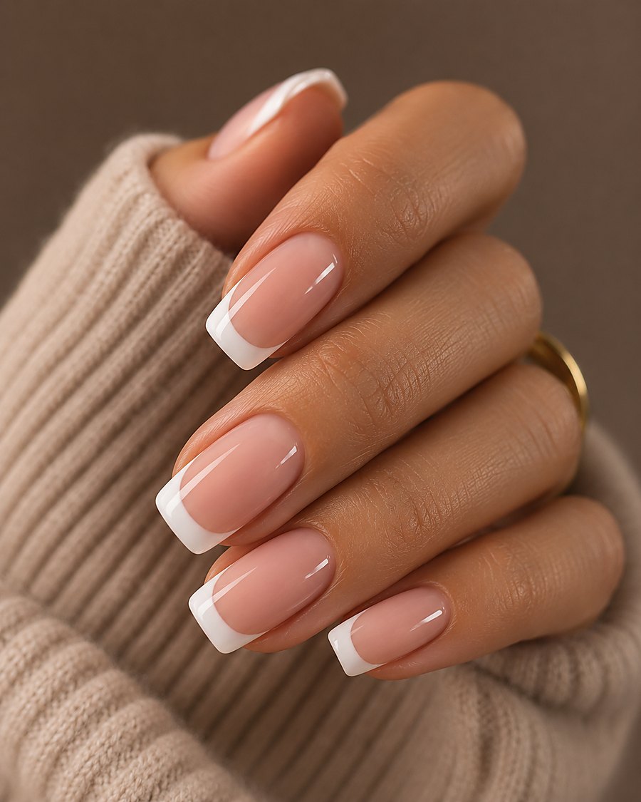 Classic French nail colour at Touchée Organic Salon, Juno Beach