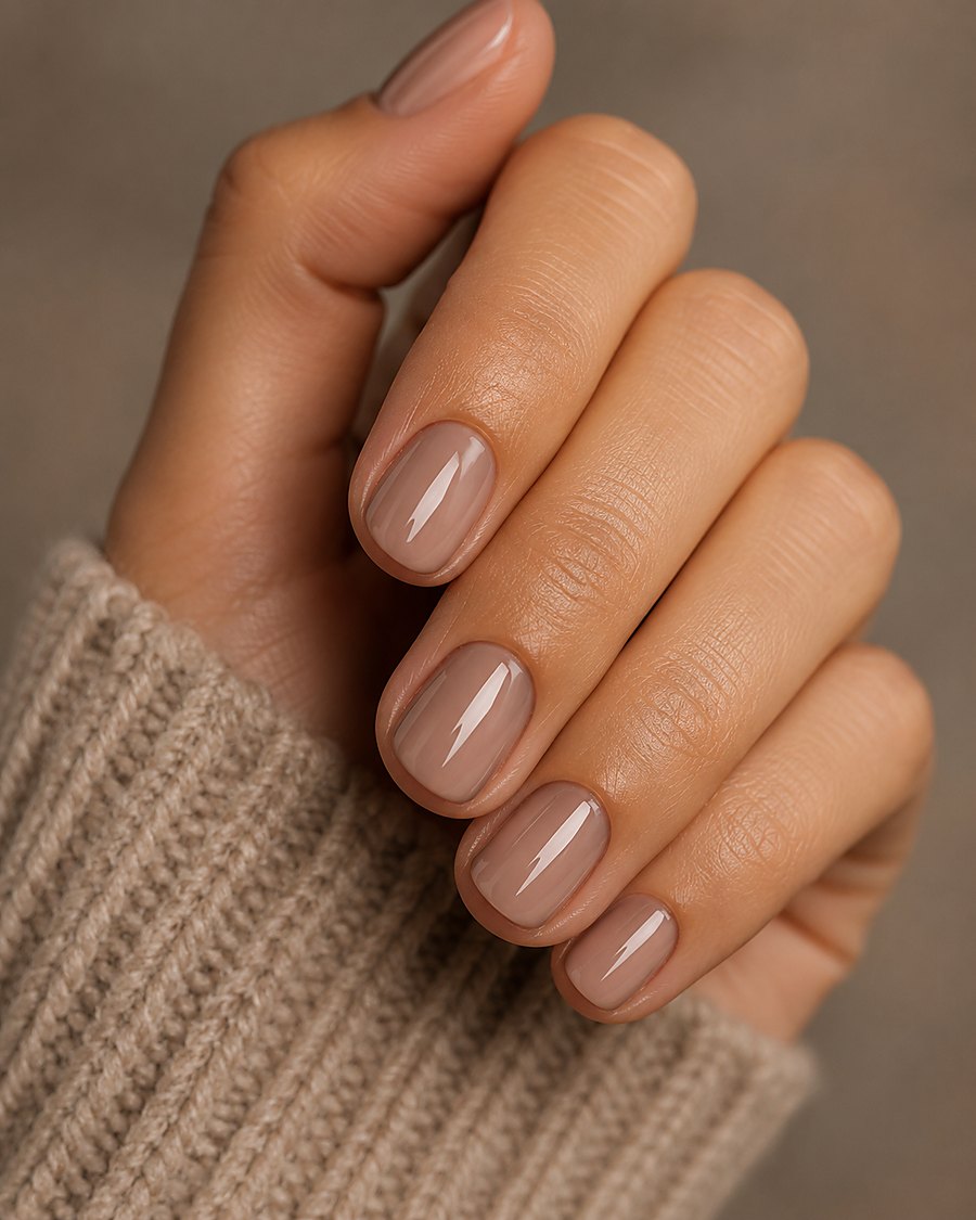 Taupe nail colour at Touchée Organic Salon, Juno Beach