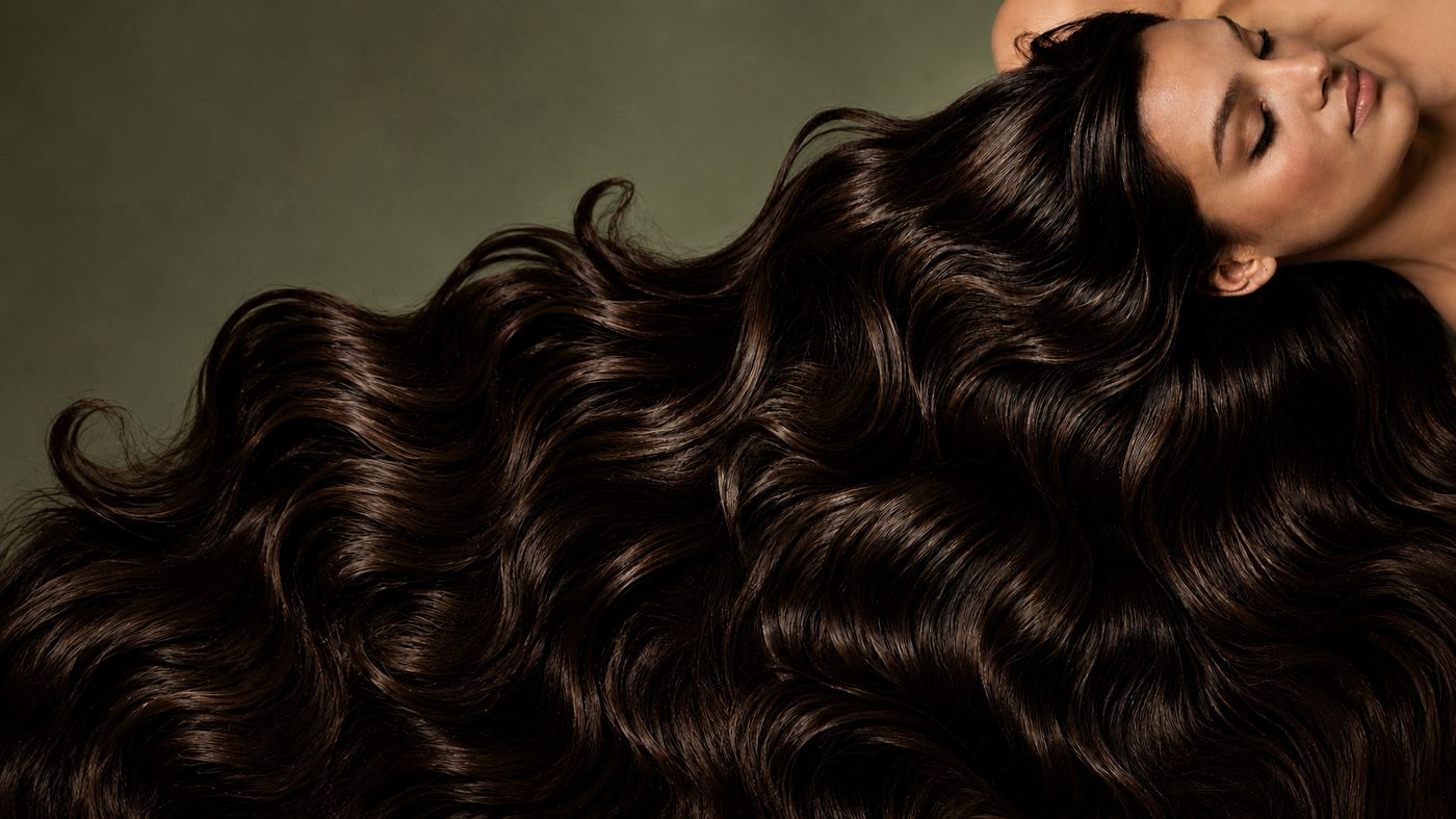 Long brunette hair, editorial