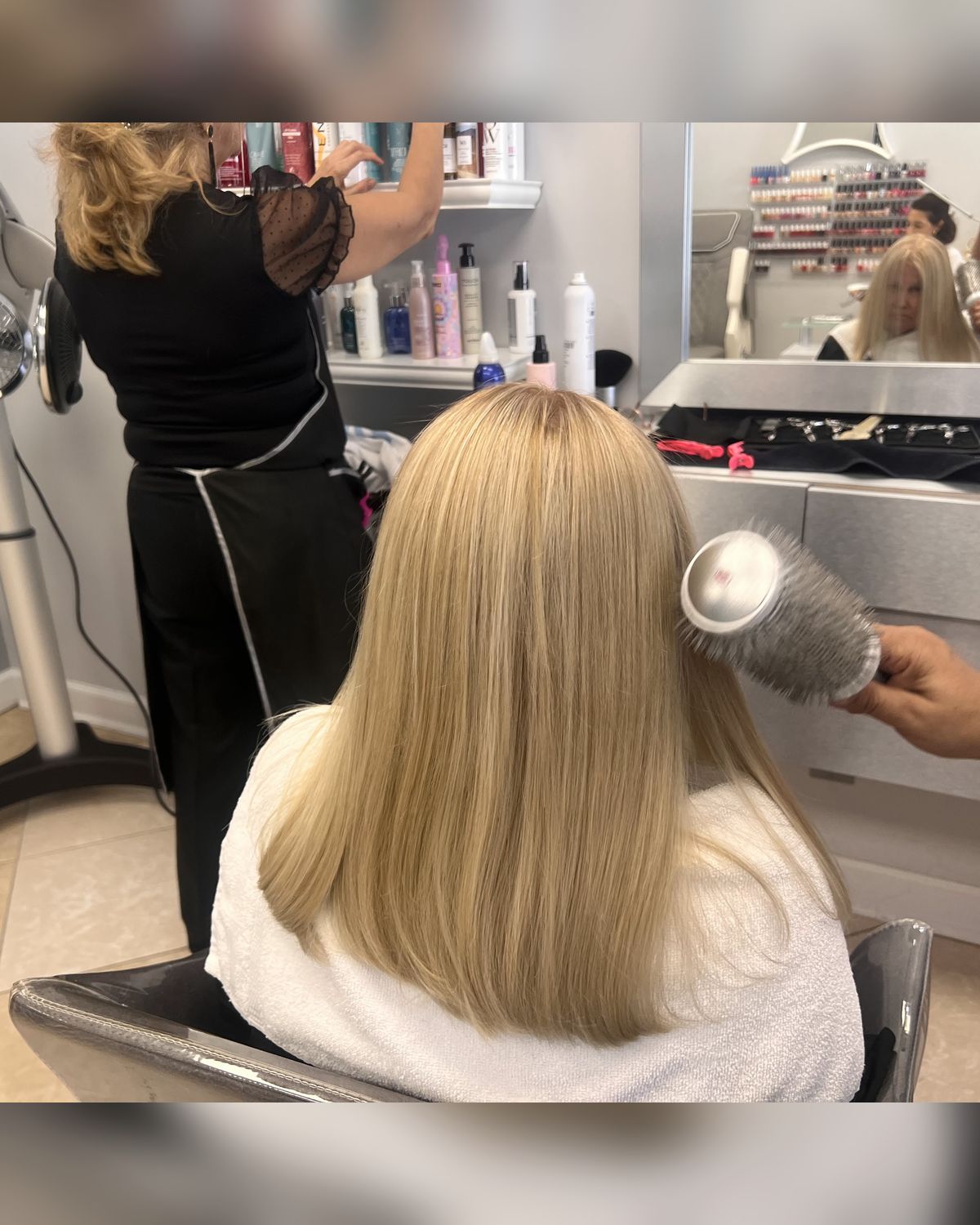 Blow-dry finish at the chair — Toucheé Organic Salon, Juno Beach
