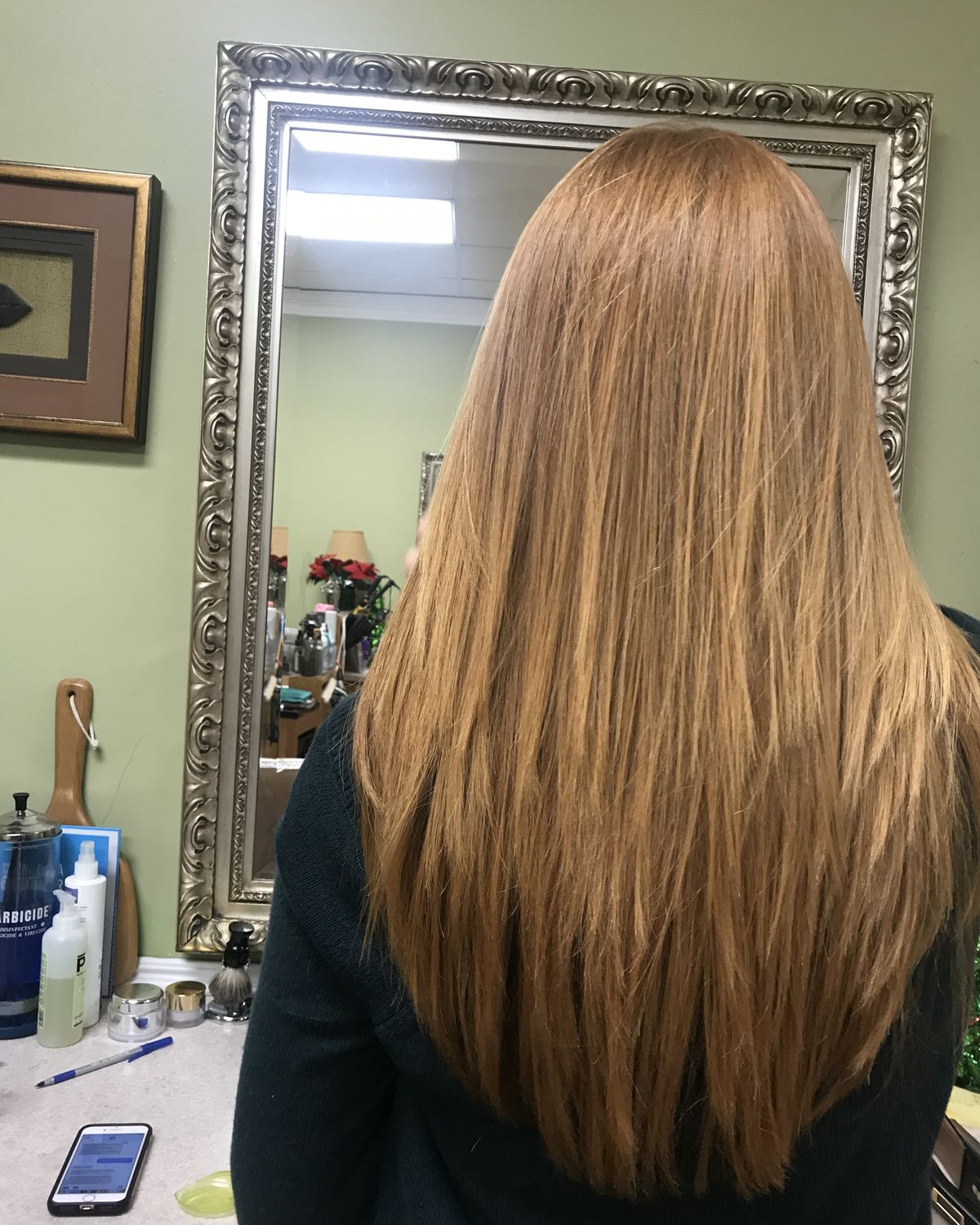 Honey blonde worn long and straight — Toucheé Organic Salon, Juno Beach