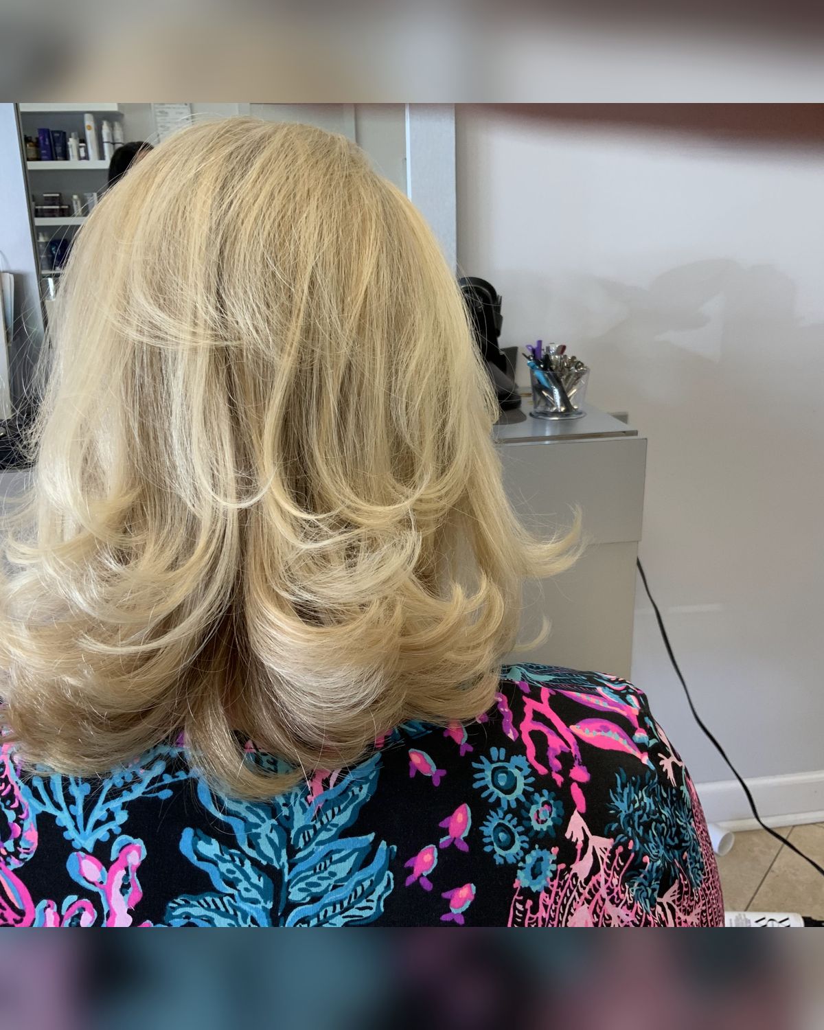 Soft blonde bob with body — Touchée Organic Salon, Juno Beach